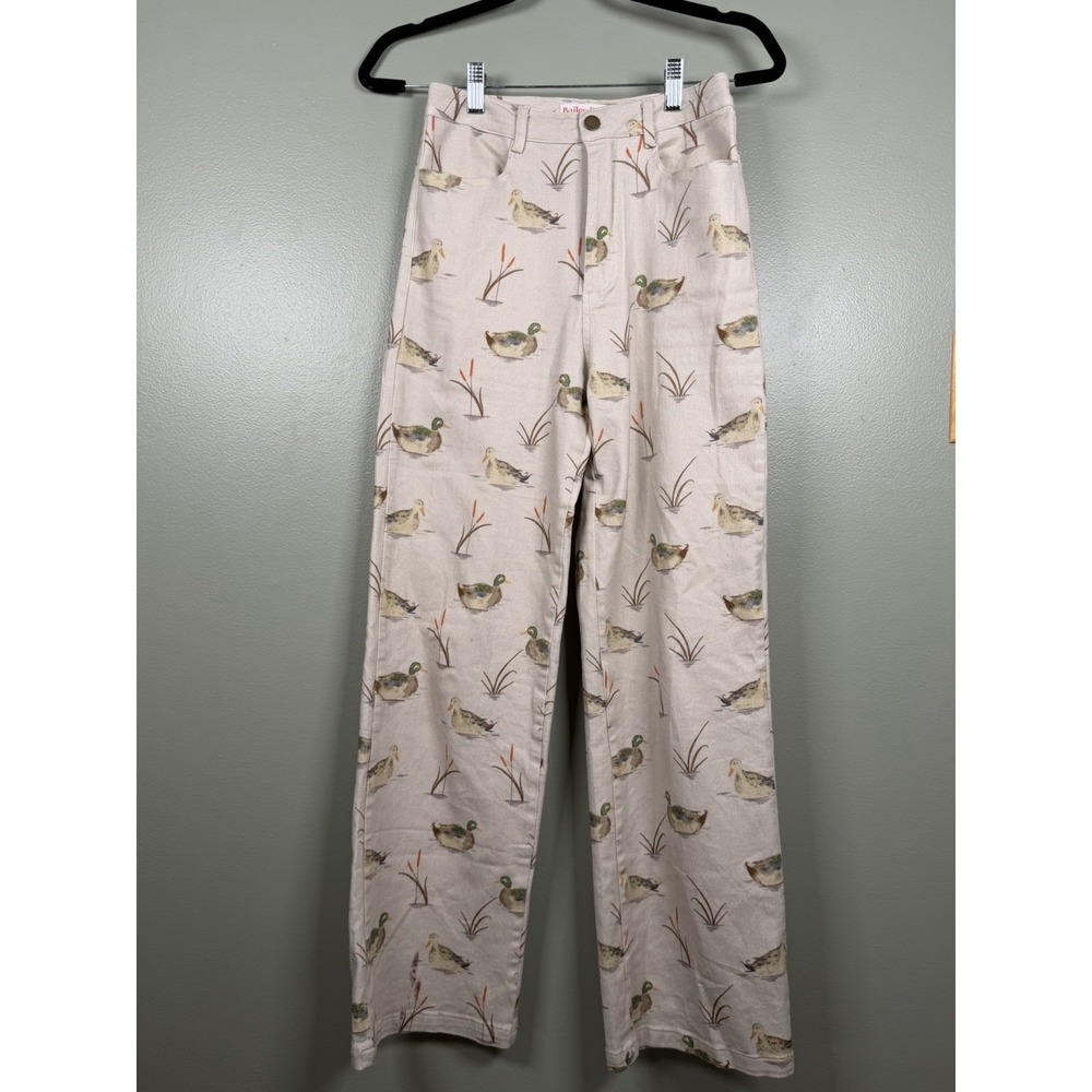 Women’s Straight Leg Duck Print Pants - Cream